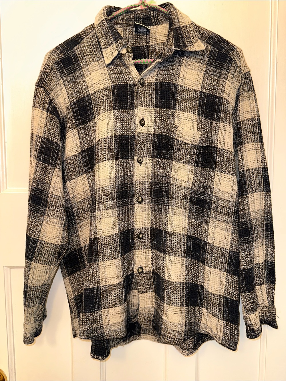 ⭐️ Azur Youth XL 100% Cotton Waffle Plaid Button-Up Shirt